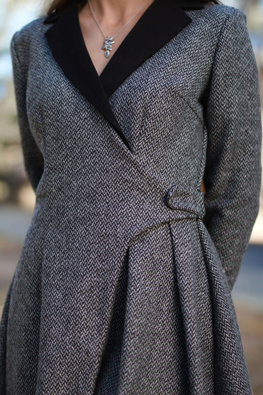 Nähbeispiel von unserem Flanell Herringbone in Grau