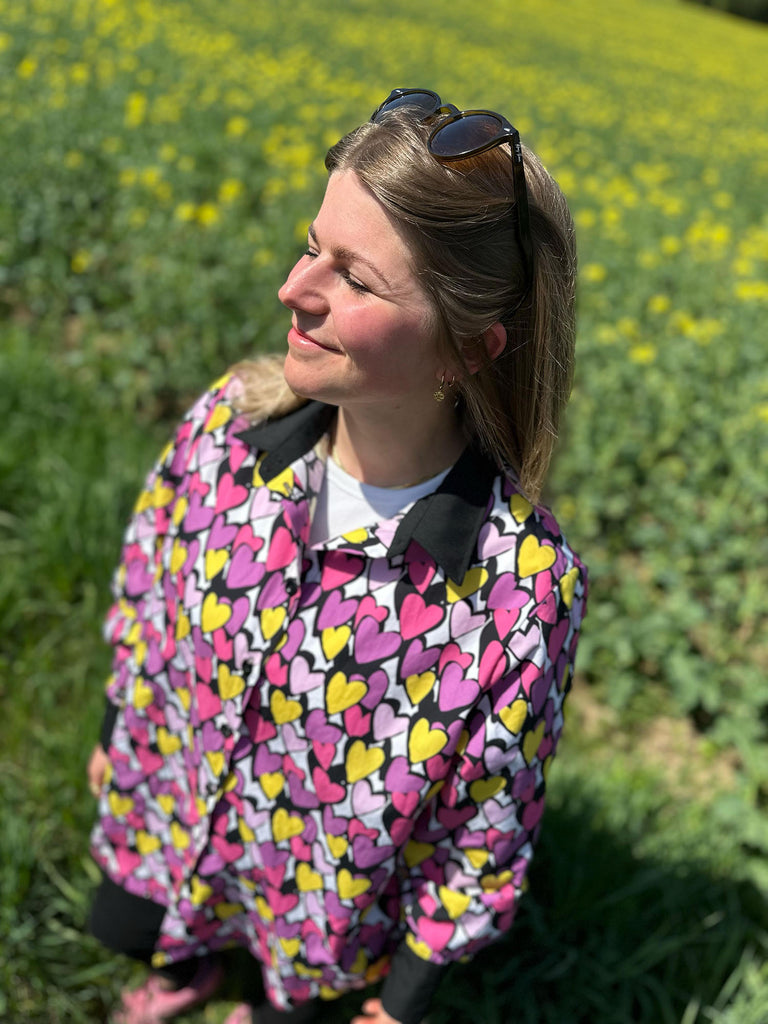 Nähbeispiel von unserem Popeline Pink Heartbeats