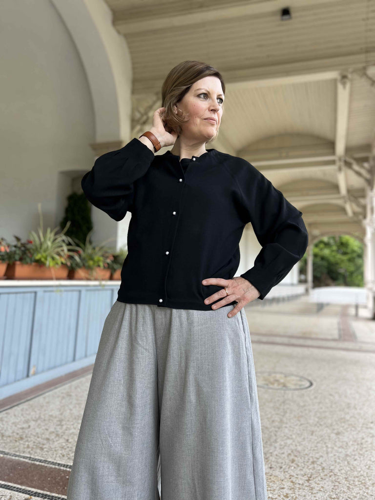 Twinset aus unserem Escadastoff in schwarz