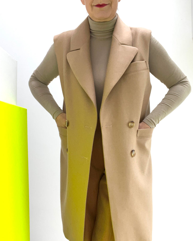 Longvest aus dem Tencel Flanell in Biscuit